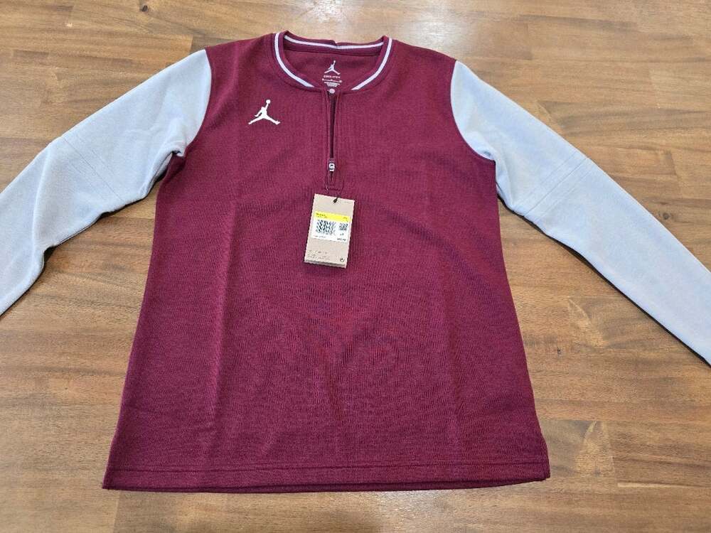 Nike Air Jordan Dri-Fit Half-Zip Pullover Top Women's Size SM Burgundy/gray NWT
